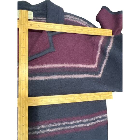 Christopher & Banks Striped 100% Wool Sweater Women's Size L Shoulder Pads Retro - Picture 9 of 9